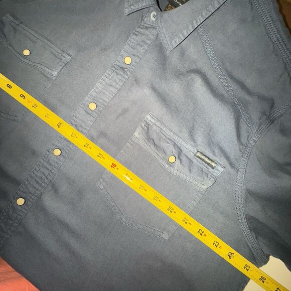 Lucky Brand Snap Front Western Utility Shirt Blue Long Sleeve Mens Size XL - Picture 7 of 13